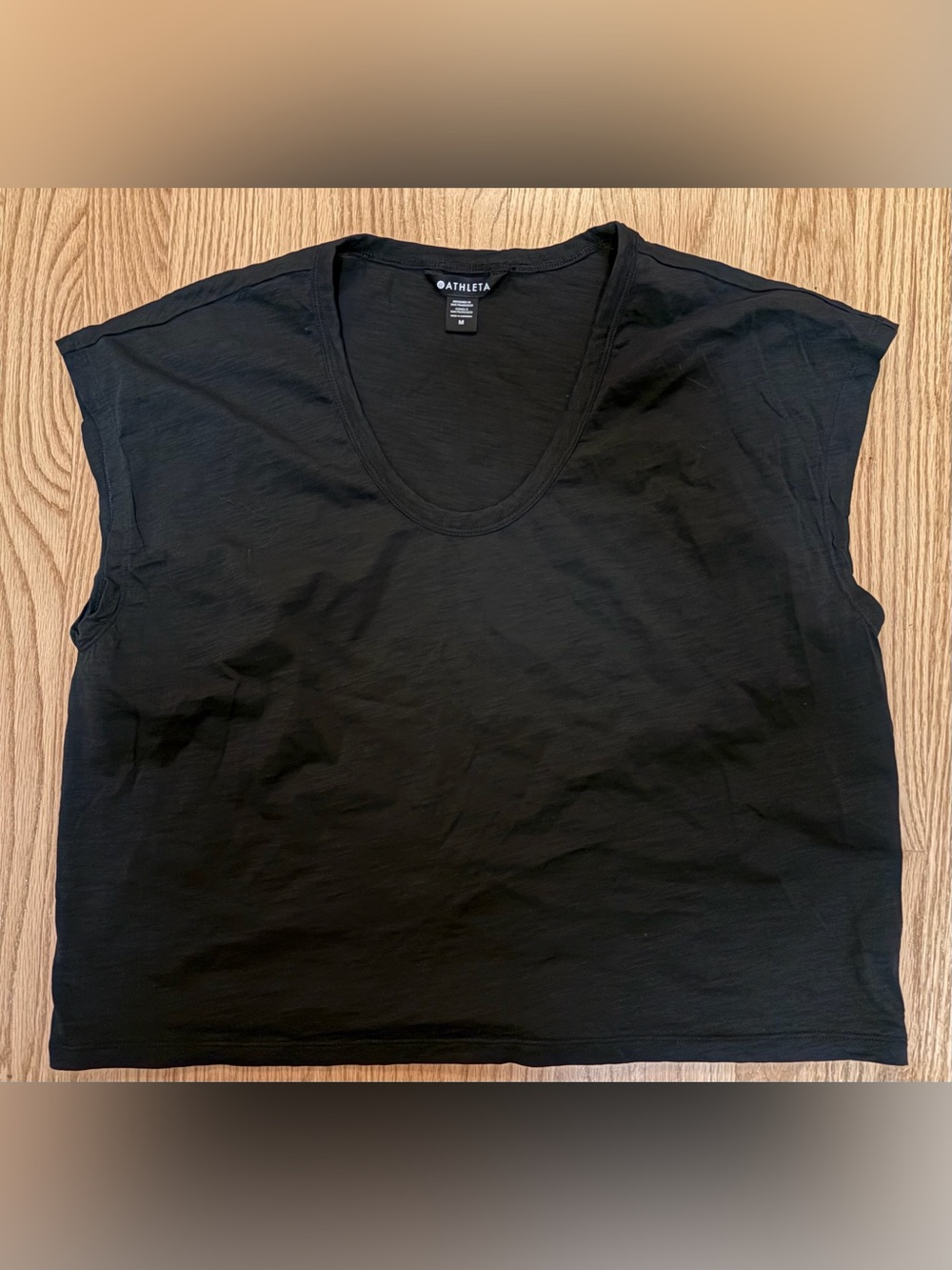Athleta Black Short Sleeve Scoop Neck Tee Tank Top Size Medium
